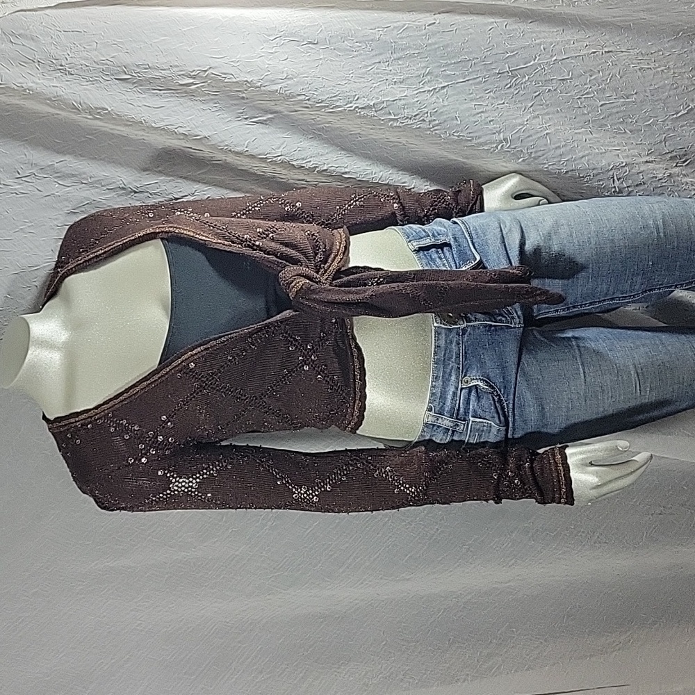 Cropped Brown Sequin Sweater